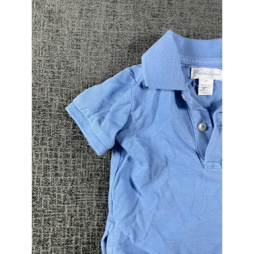 Ralph Lauren Baby Boys Light Blue Short Sleeve Pique Polo Shirt Size 3M